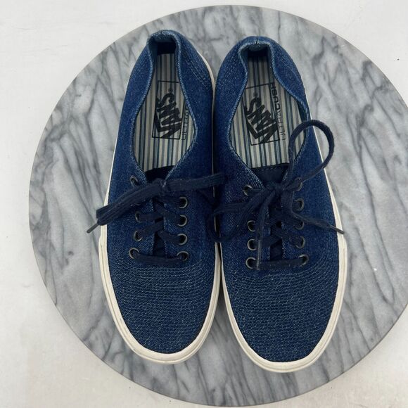 Vans Denim Sneakers Womens 8 Blue Skateboard Shoes Low Top Lace Up Skate Shoe - Picture 8 of 11